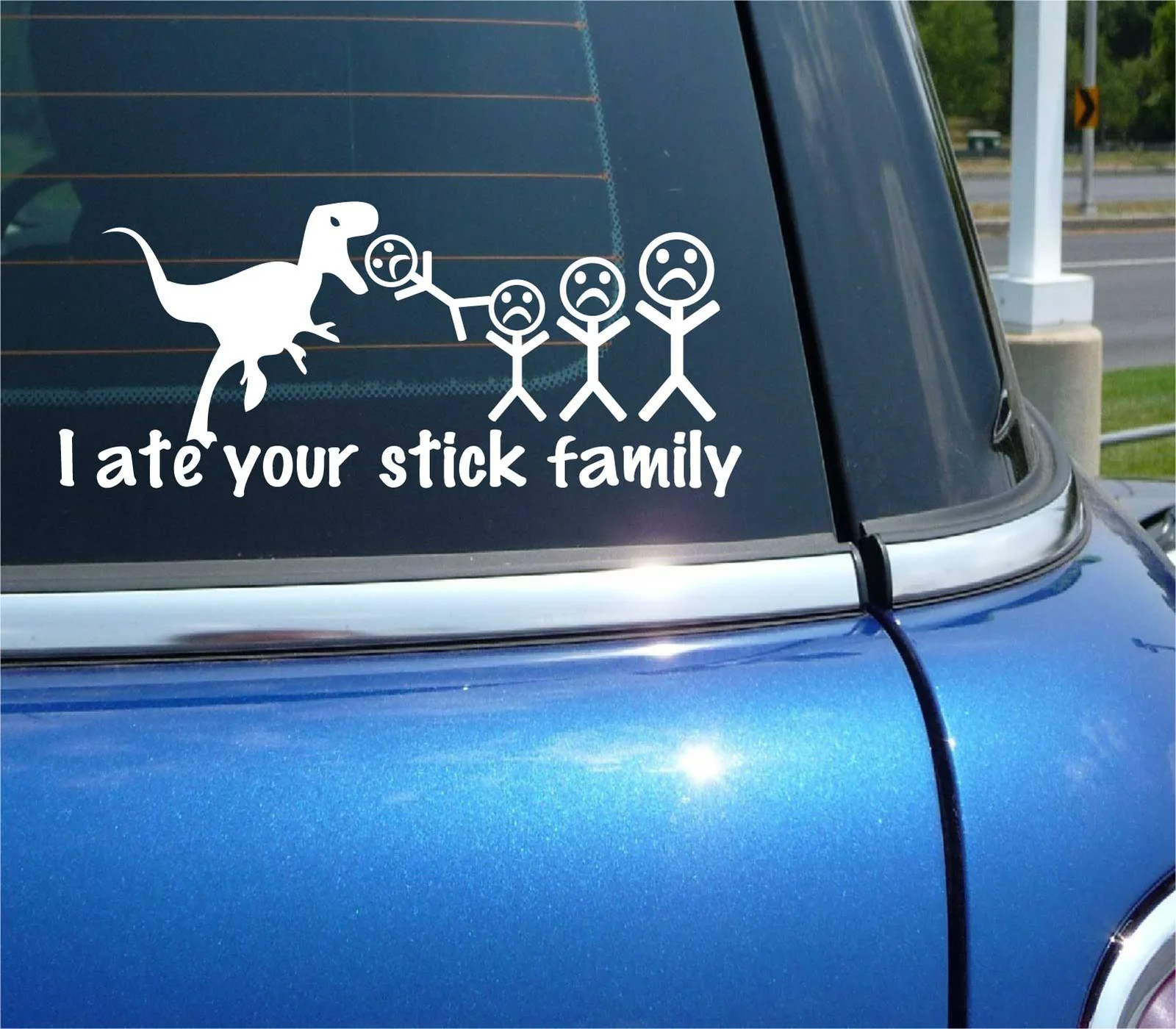 I ATE YOUR STICK FAMILY DINOSAUR FUNNY DECAL STICKER ART CAR WALL DECOR