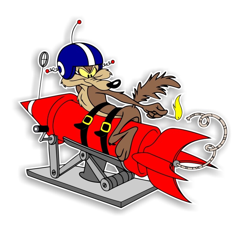 Wile E Coyote Rocket Decal / Sticker Die cut