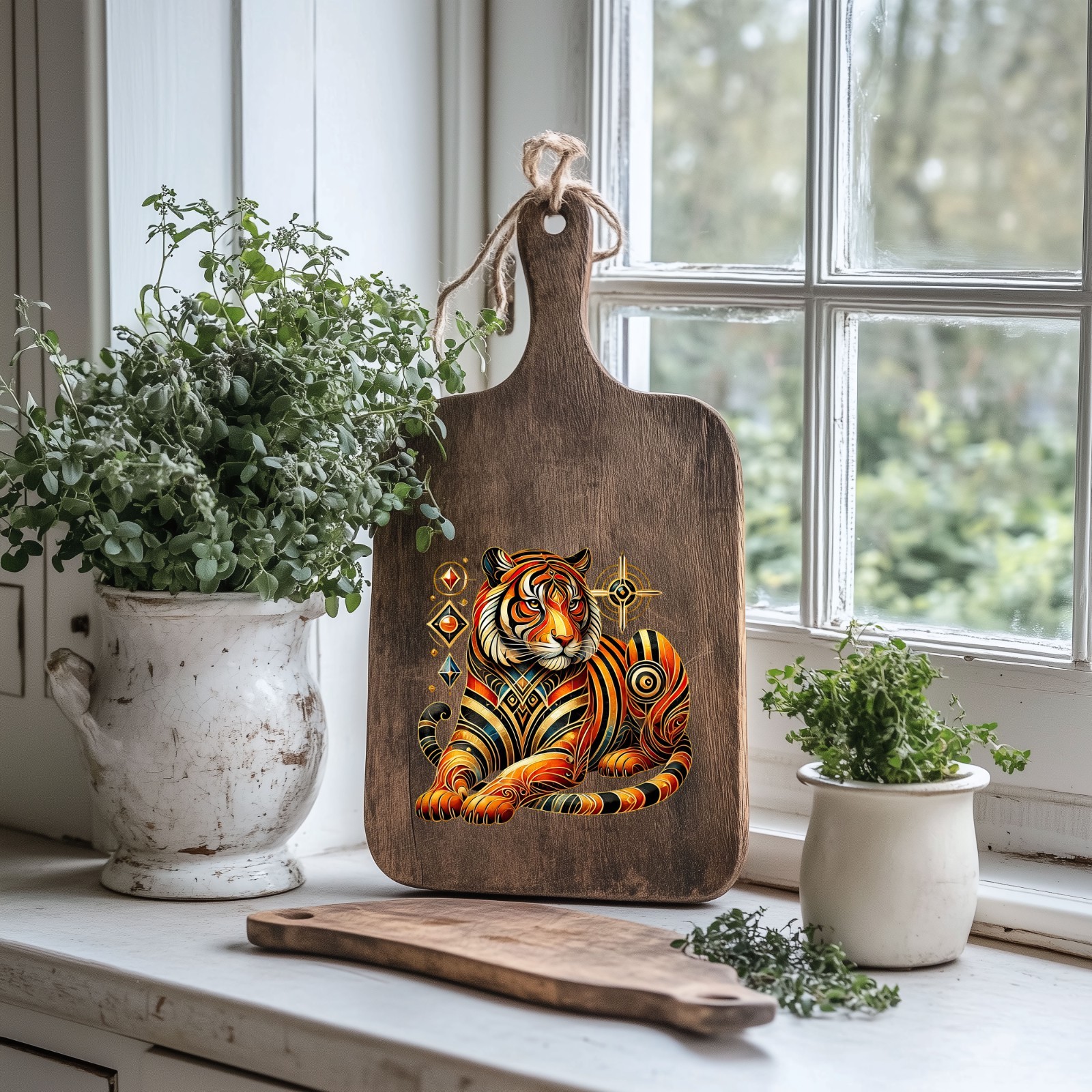 Art Deco Tiger UV DTF Transparent Sticker / Decal