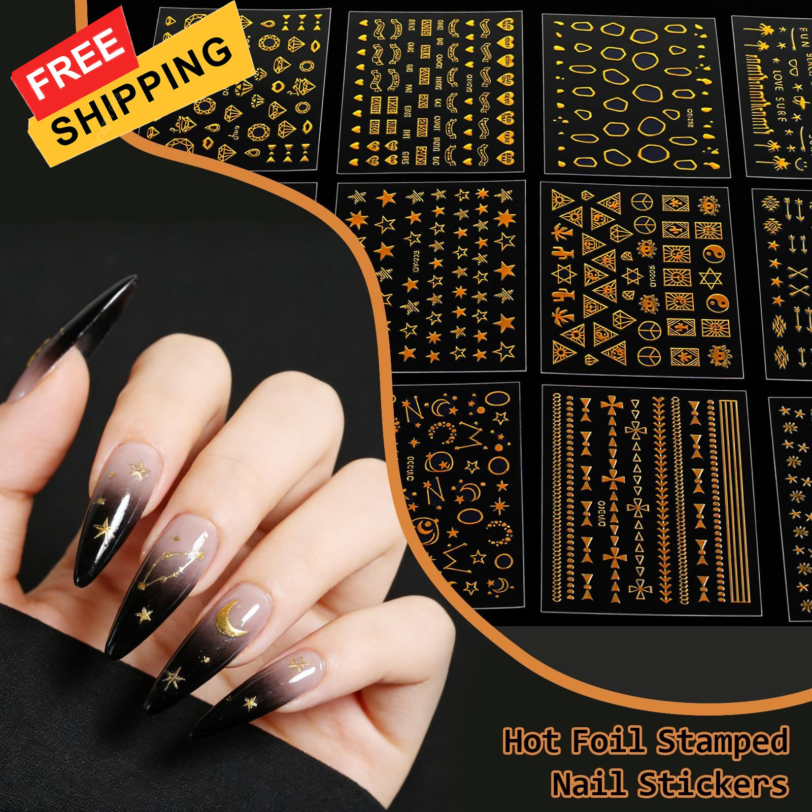 90 Sheets Nail Stickers for Art DIY, 3D Colorful
