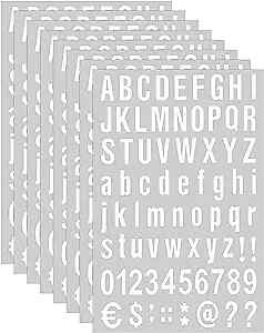 8 Sheets Self Adhesive Vinyl Letters Numbers Kit, Mailbox Numbers 1 Inch White