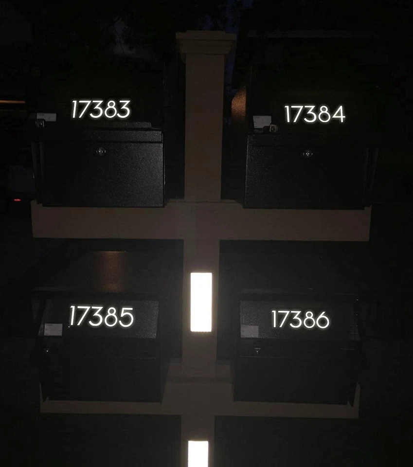 4 Inch Reflective Mailbox Numbers Sticker (0-9, 5 Sets) Modern Number Vinyl Wate