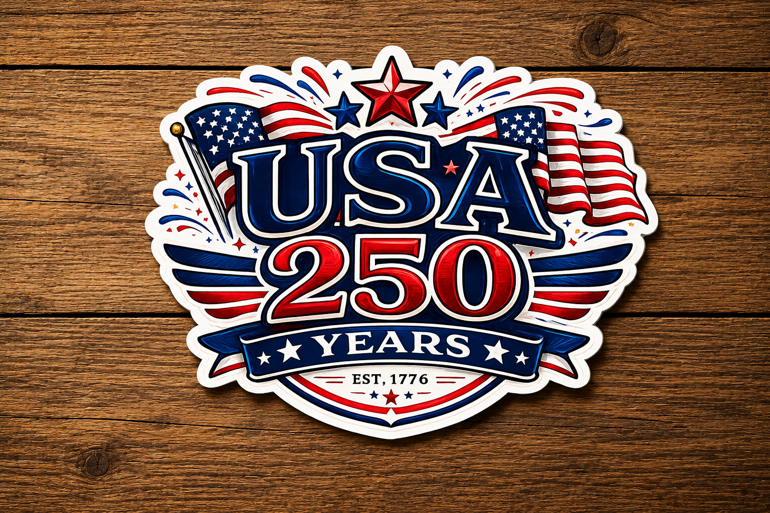 3 Pack – USA 250 Years Patriotic Vinyl Sticker – America Anniversary Decal