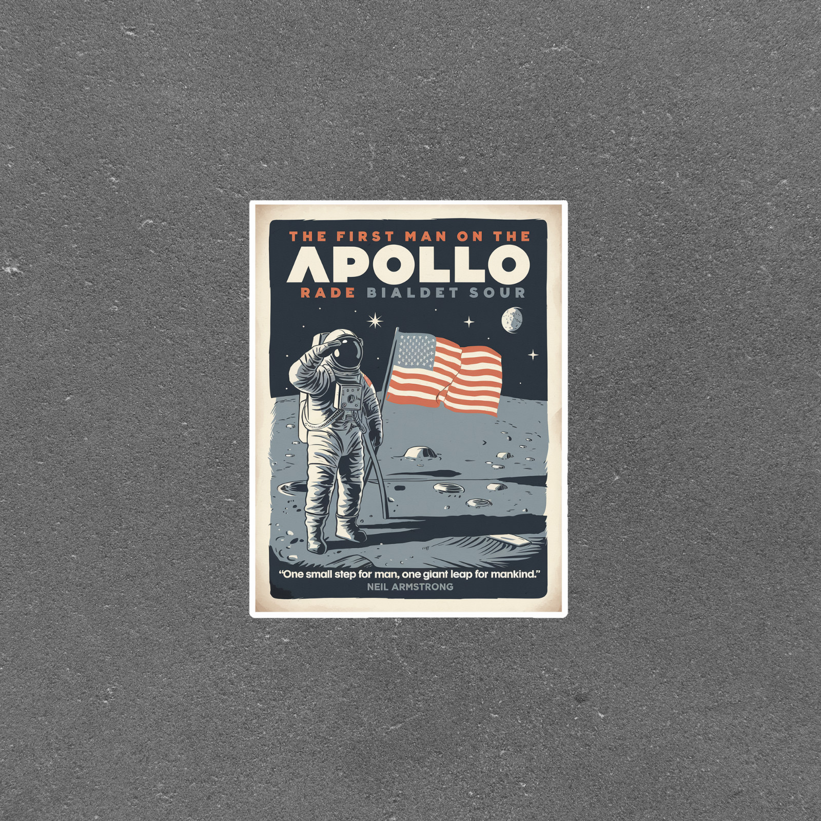 Vintage NASA sticker – The First Man on the Apollo – Space Exploration Wall Art