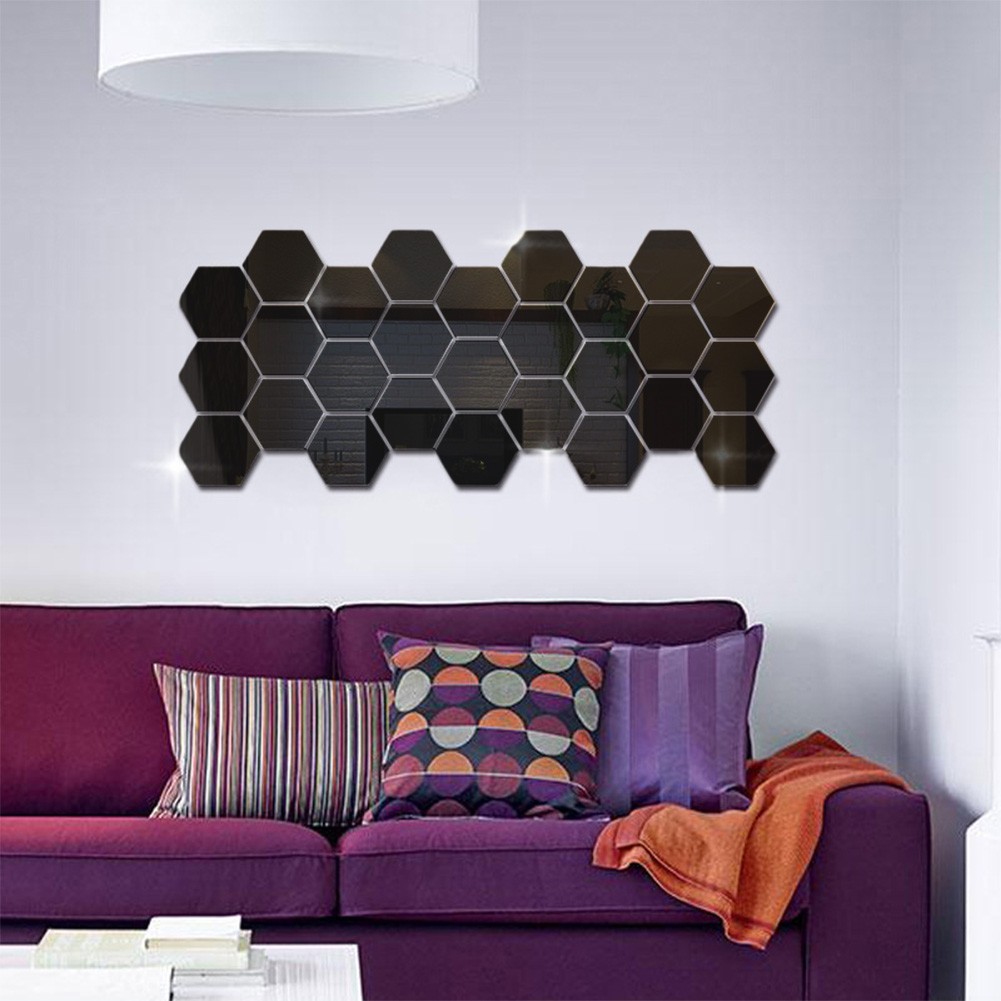 Hexagonal Mirror Removable Decals Lightweight Acrylic Shatterproof Acrylic
