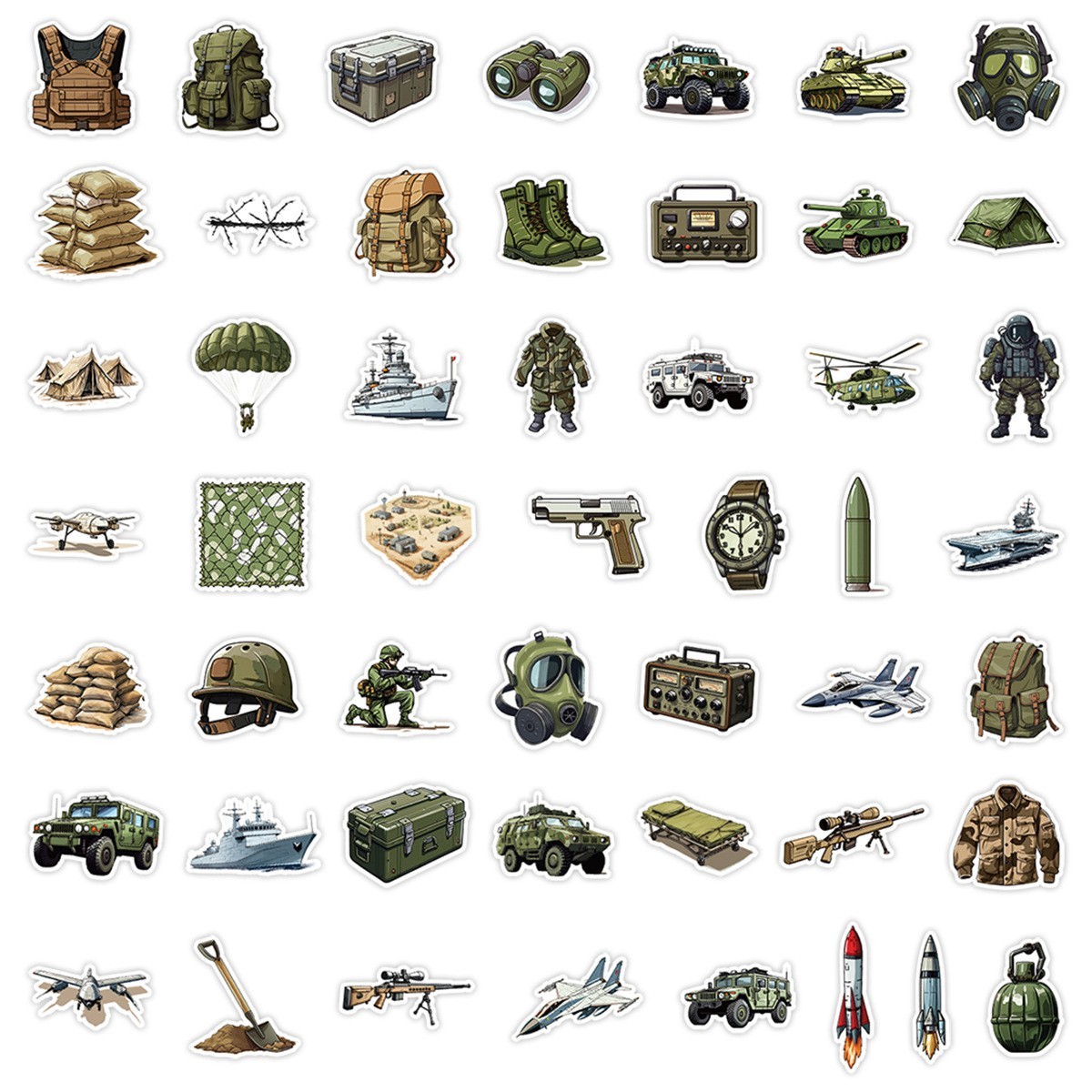 50pcs Waterproof Vinyl Stickers US Army Military Buff Car Luggage Phone Laptop