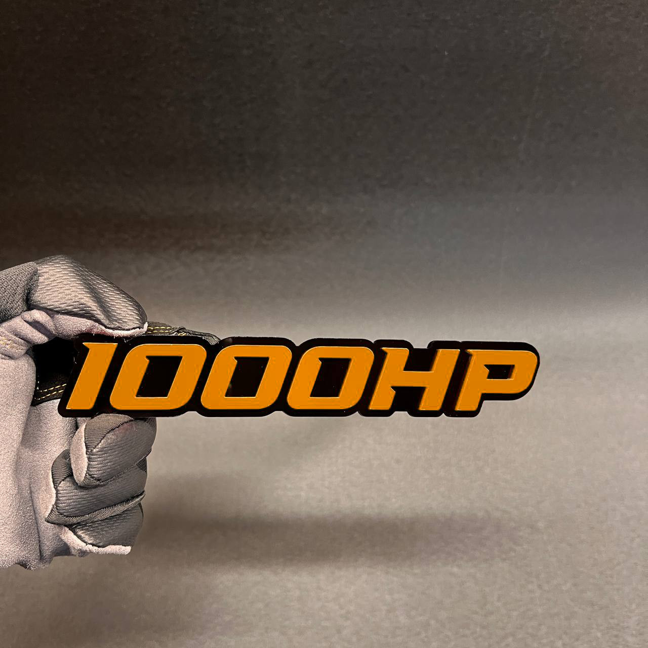 1X 1000 HP Custom Car Emblem Multicolor Acrylic Car Badge Decal BLACK – ORANGE