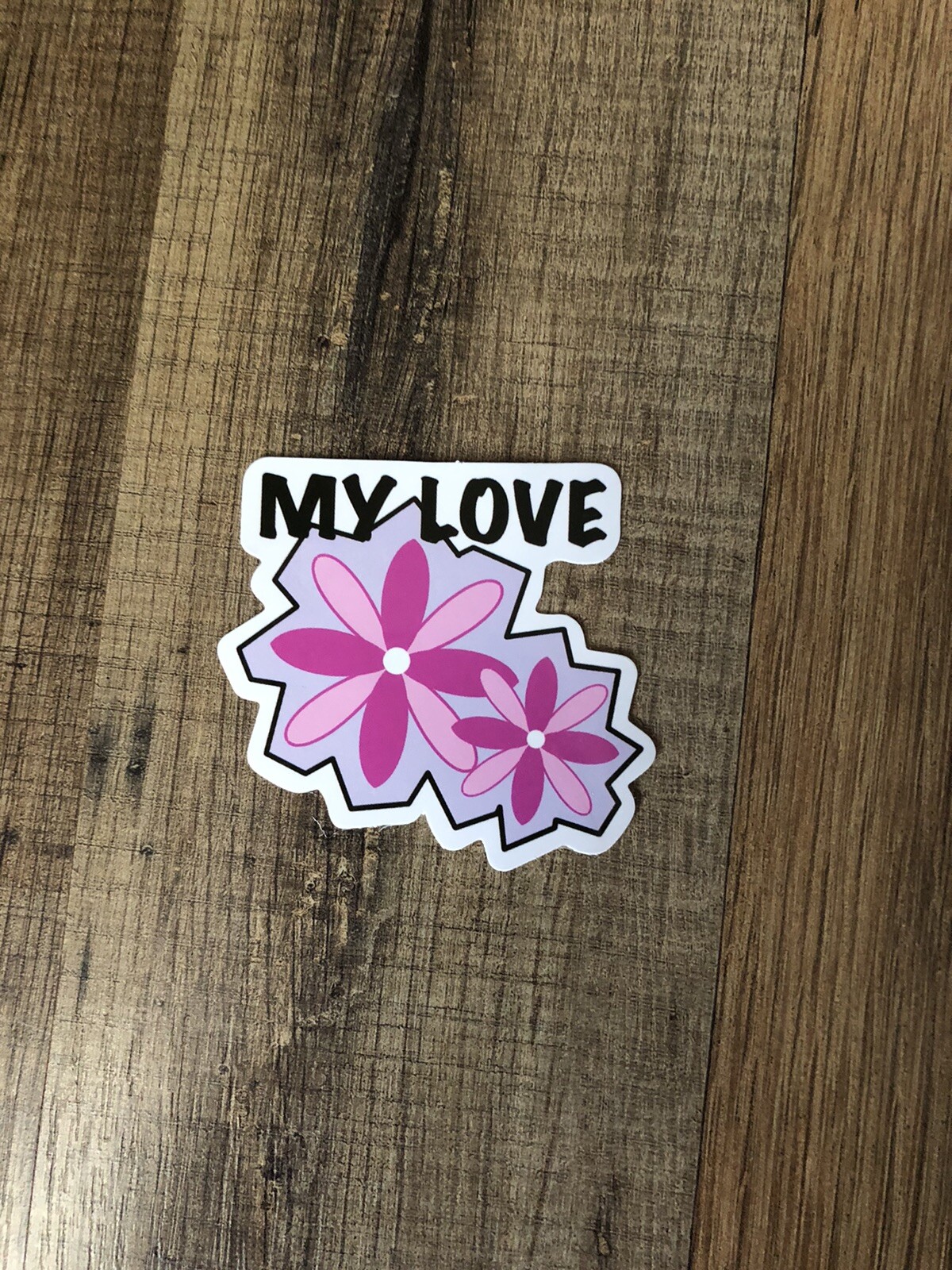 My Love Pink Flower Girl Cute Decal Vinyl Sticker Water Bottle Laptop Waterproof