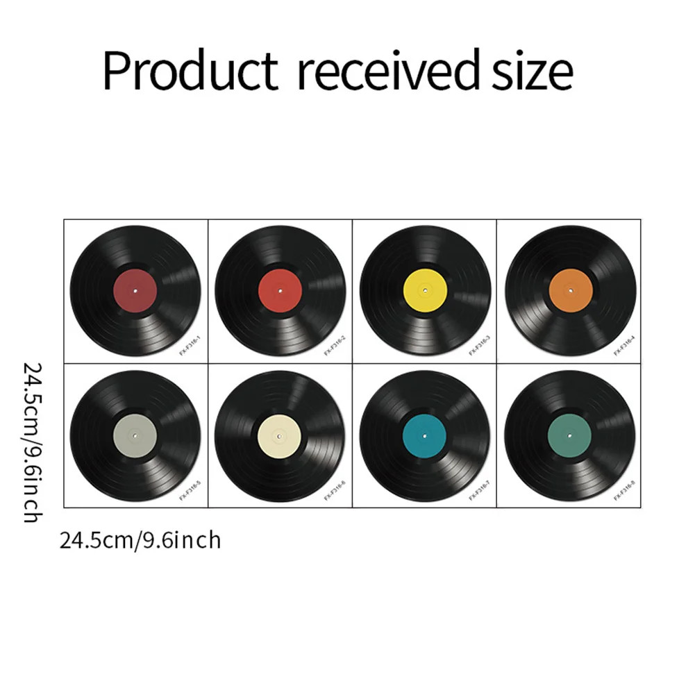 Vinyl Record Stickers 8pcs Diy Transfer Belt Decal Mural Living Room Bedroom Bar