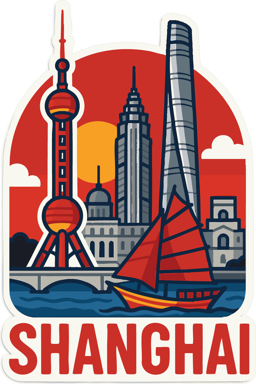 Shanghai Sticker Decal Vinyl Die-Cut City Skyline Landmark Design