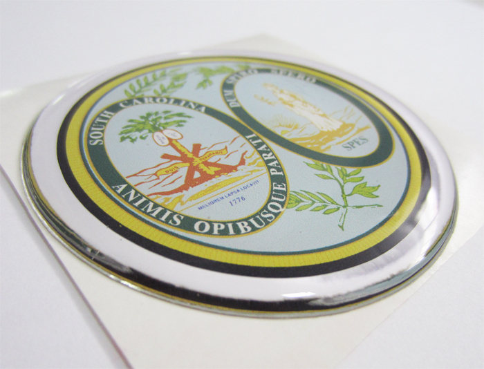 Sticker Great Seal State South Carolina Shield Adhesive Decal Resin Domed Car 3D