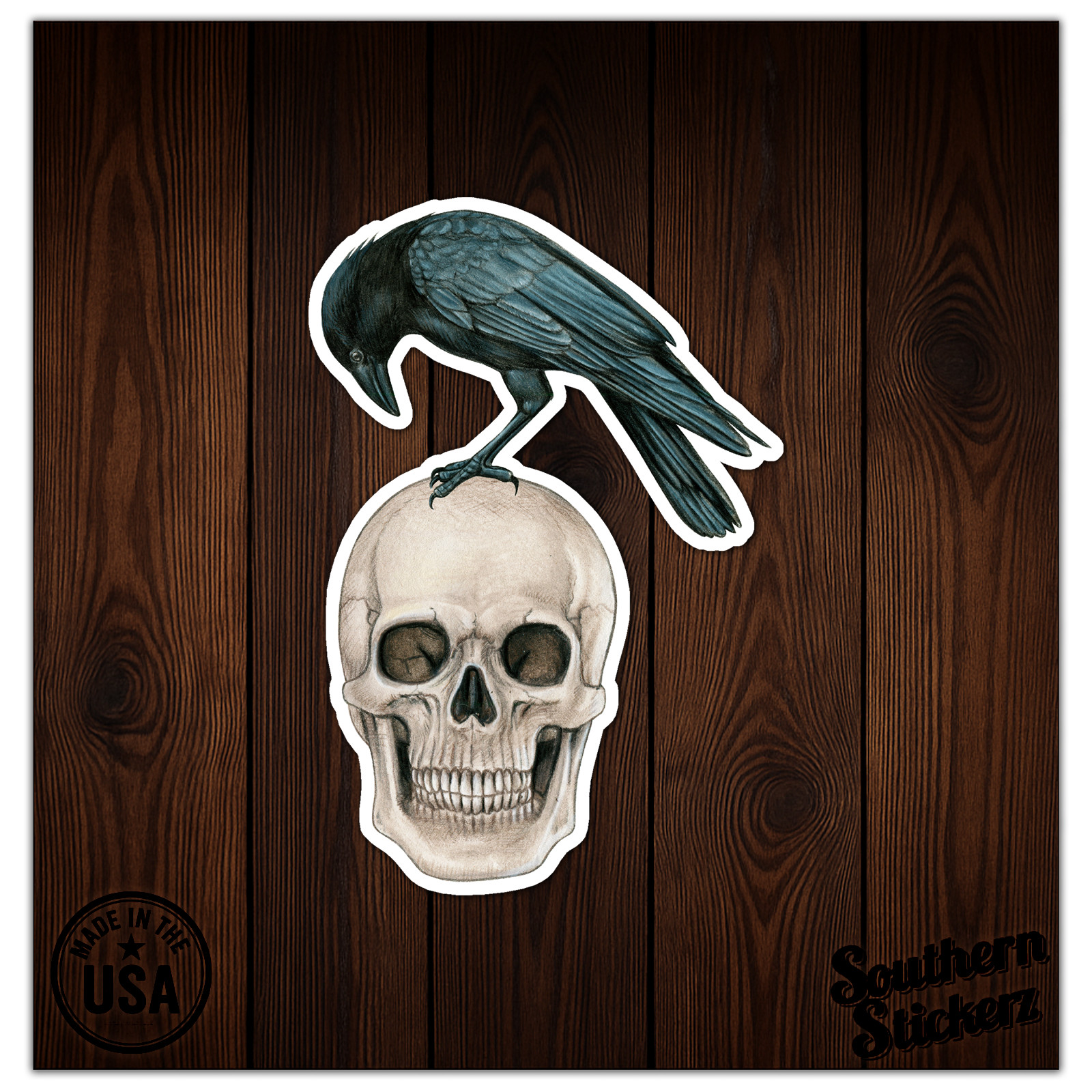 Crow Raven Skull – Vinyl Decal Sticker – Car Window Laptop – ebn9815