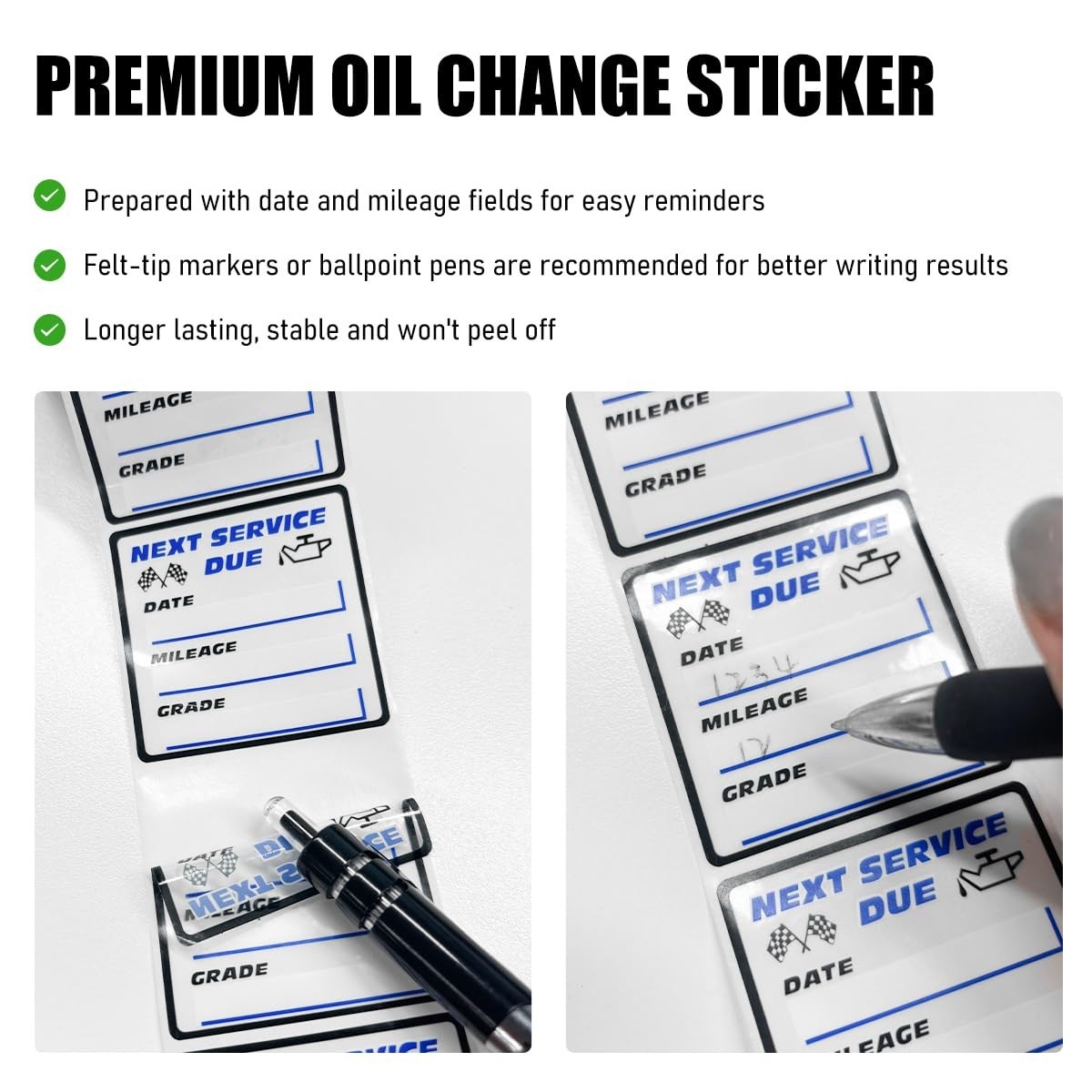 300 Pcs 2×2 Inch Oil Change Stickers Auto Windshield Service Reminder