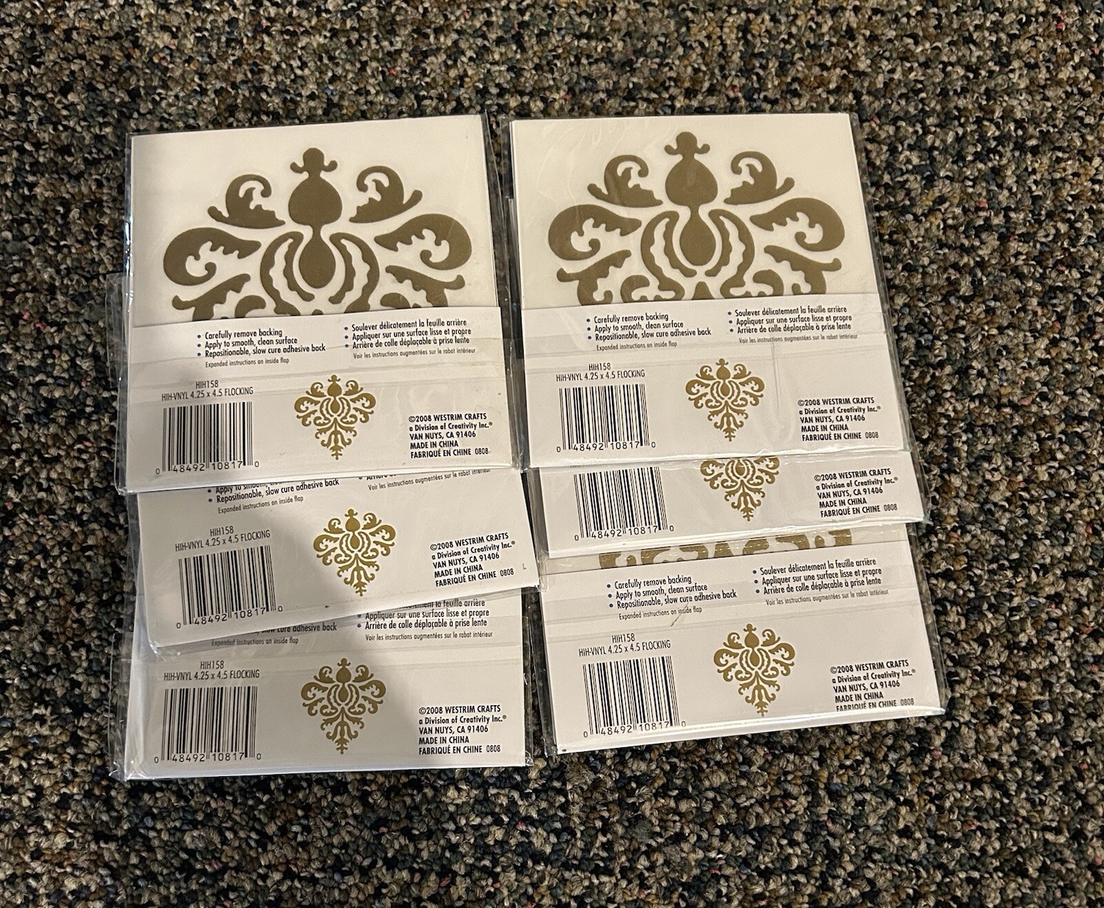 Lot Of 6 Hip In A Hurry Vinyl Paint Rub Ons 4.25"X4.5" Flocking Hihv1 158 FRSHP