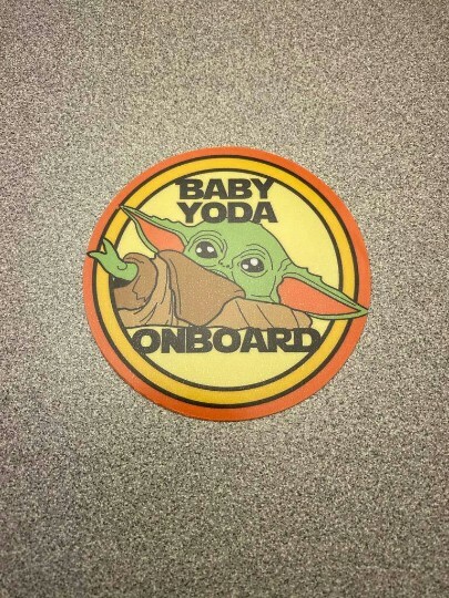 Baby Yoda Onboard vinyl decal.