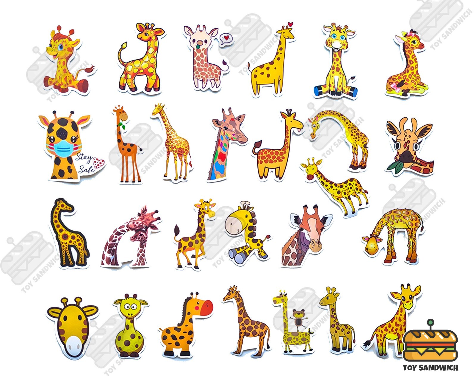 50 pcs "Giraffe" Sticker Pack Giraffe Nursery Giraffe Print Africa Safari Zoo