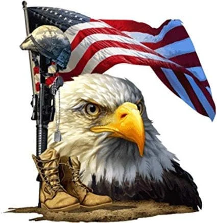 2 PCS Bald Eagle American Flag Sticker – 5 Inch Patriotic Vinyl Decal for Car, B