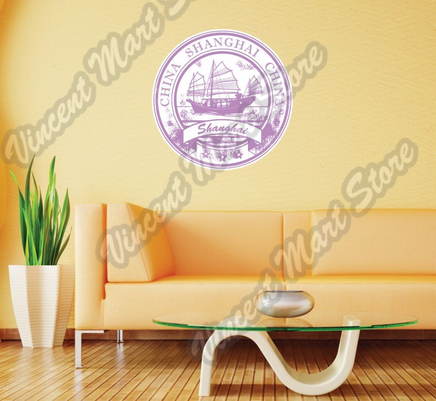 Shanghai China Country Vintage Retro Wall Sticker Room Interior Decor 22"X22"