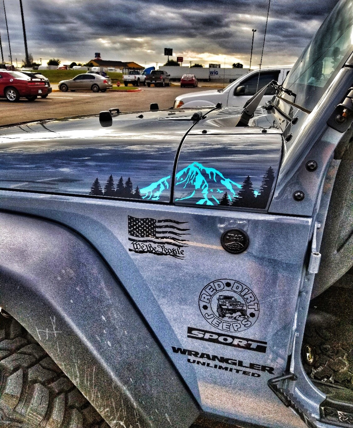 Mountain and Trees 2 Color Decal for Jeep Wrangler JK (2007-2018)