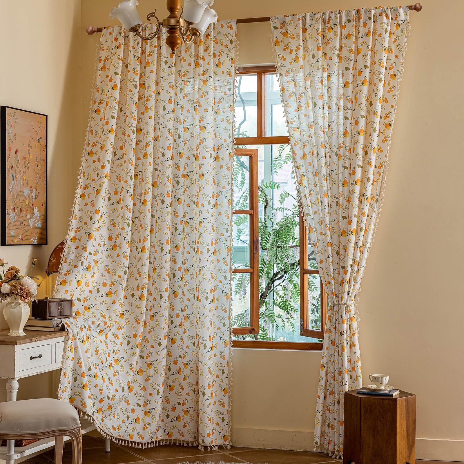 OYX Floral Curtains for Living Room Patterned Farmhouse Curtains 2 Panels,Boh…