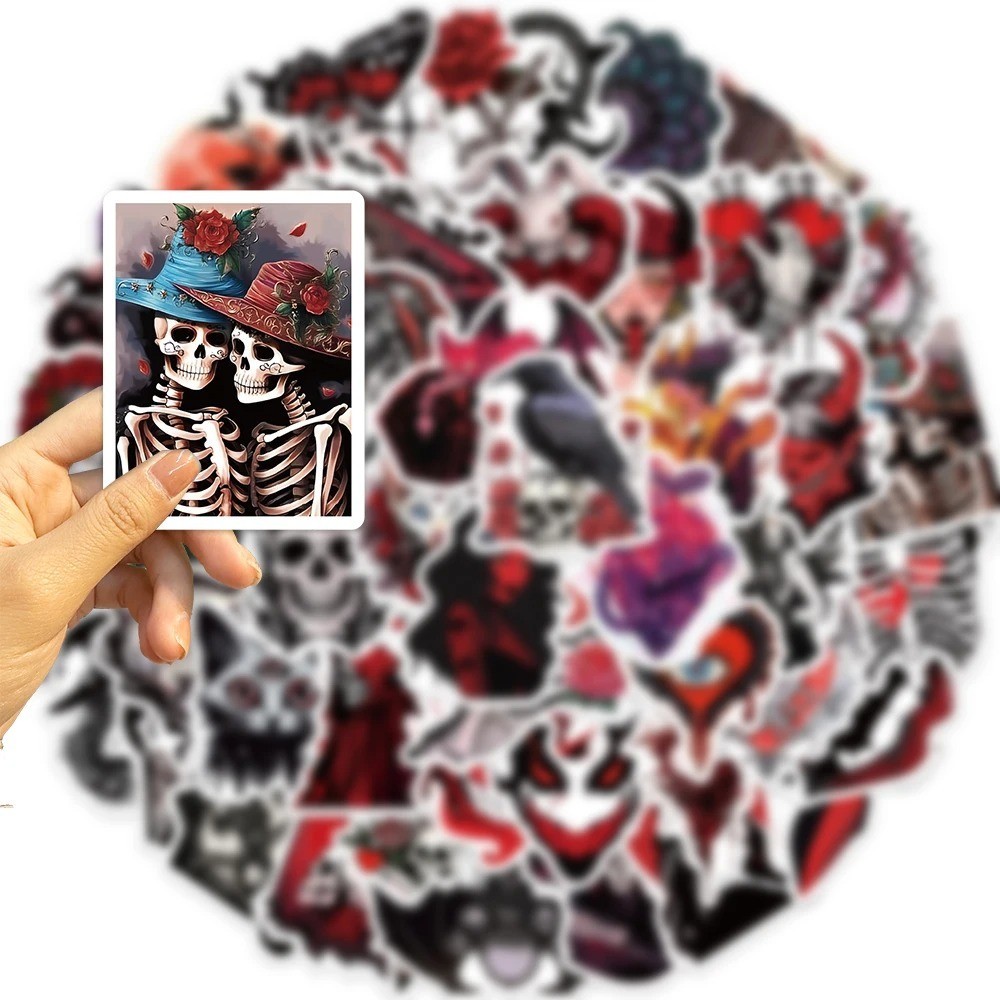 50PCS Gothic Skull Stickers Horror Graffiti Laptop Skateboard Guitar Decals