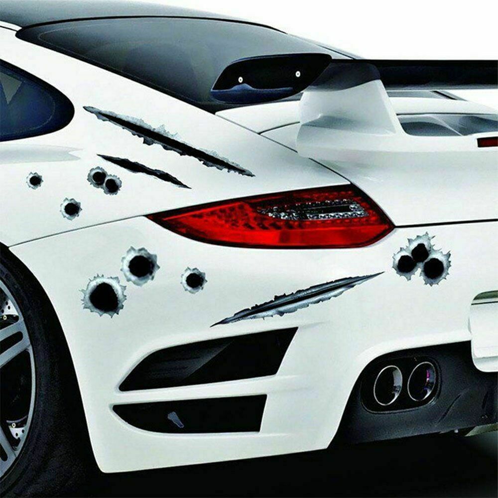 3D Car Rust Sticker Hide The Rust Bullet Hole Design Decal Realistic Scratch