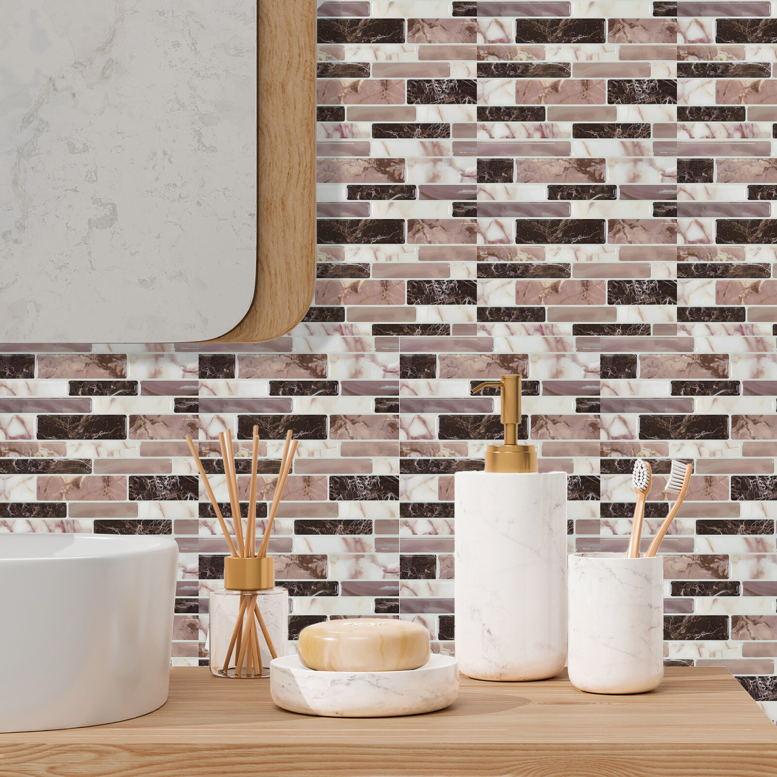 20/30x Self Adhensive Wall Panel Tile Waterproof Wall Sticker Kitchen Backsplash