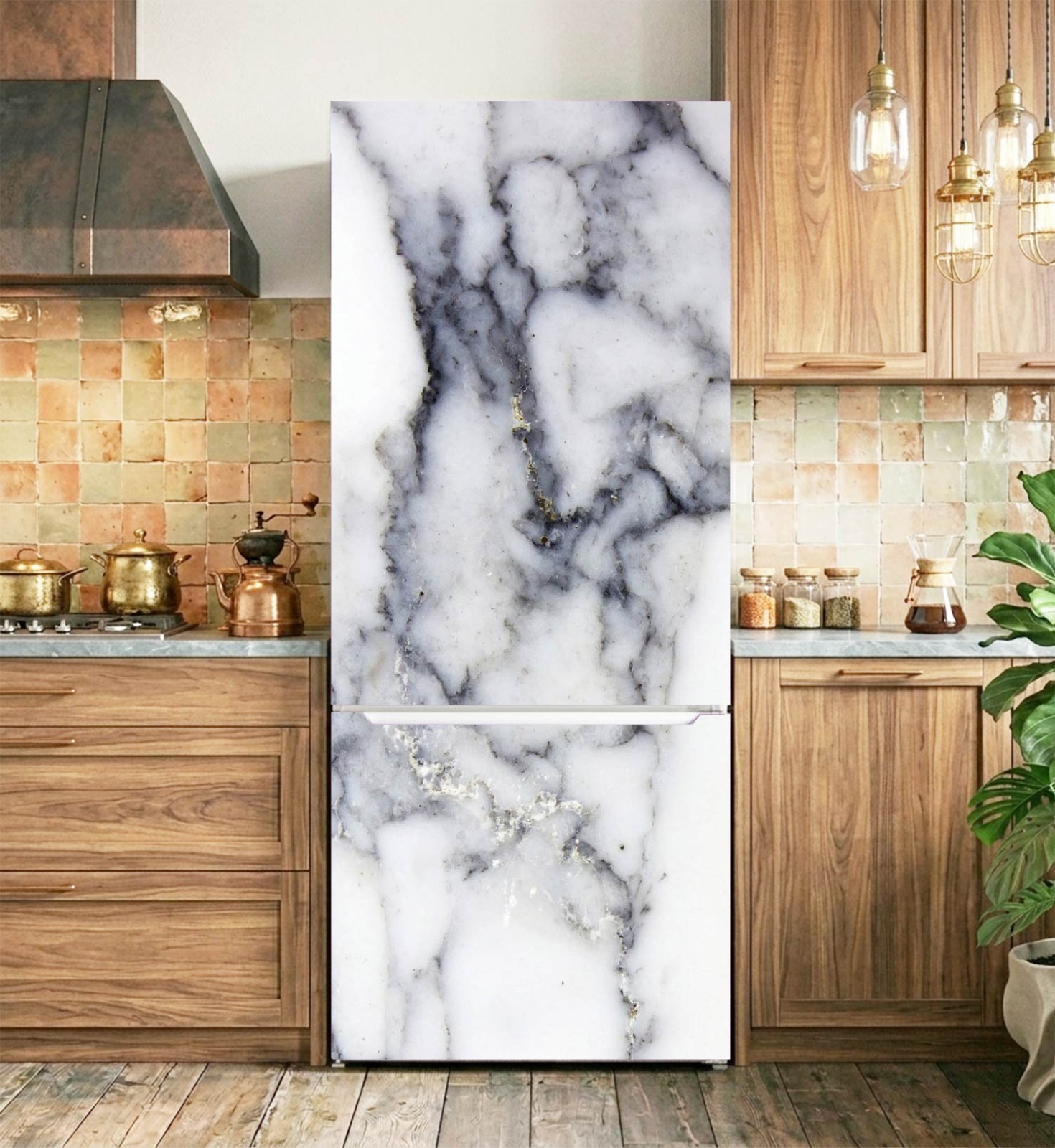 Transform Your Refrigerator with Elegant Marble Vinyl