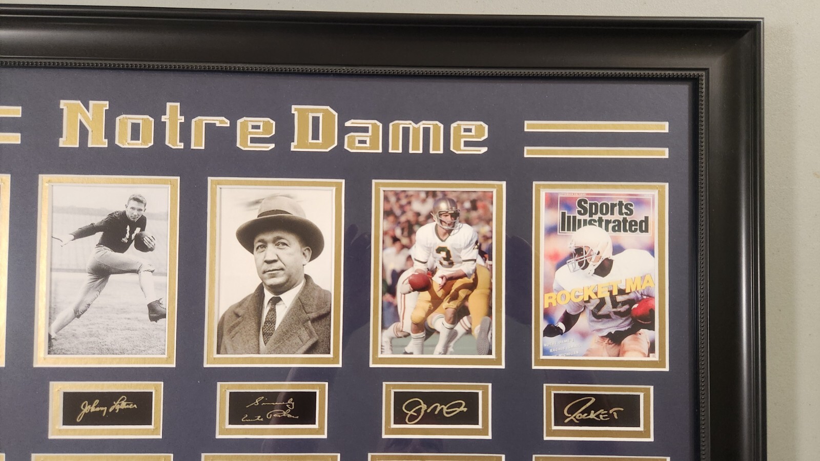 PRICE REDUCED – Notre Dame laser-etched auto wall decor (featuring Irish greats)