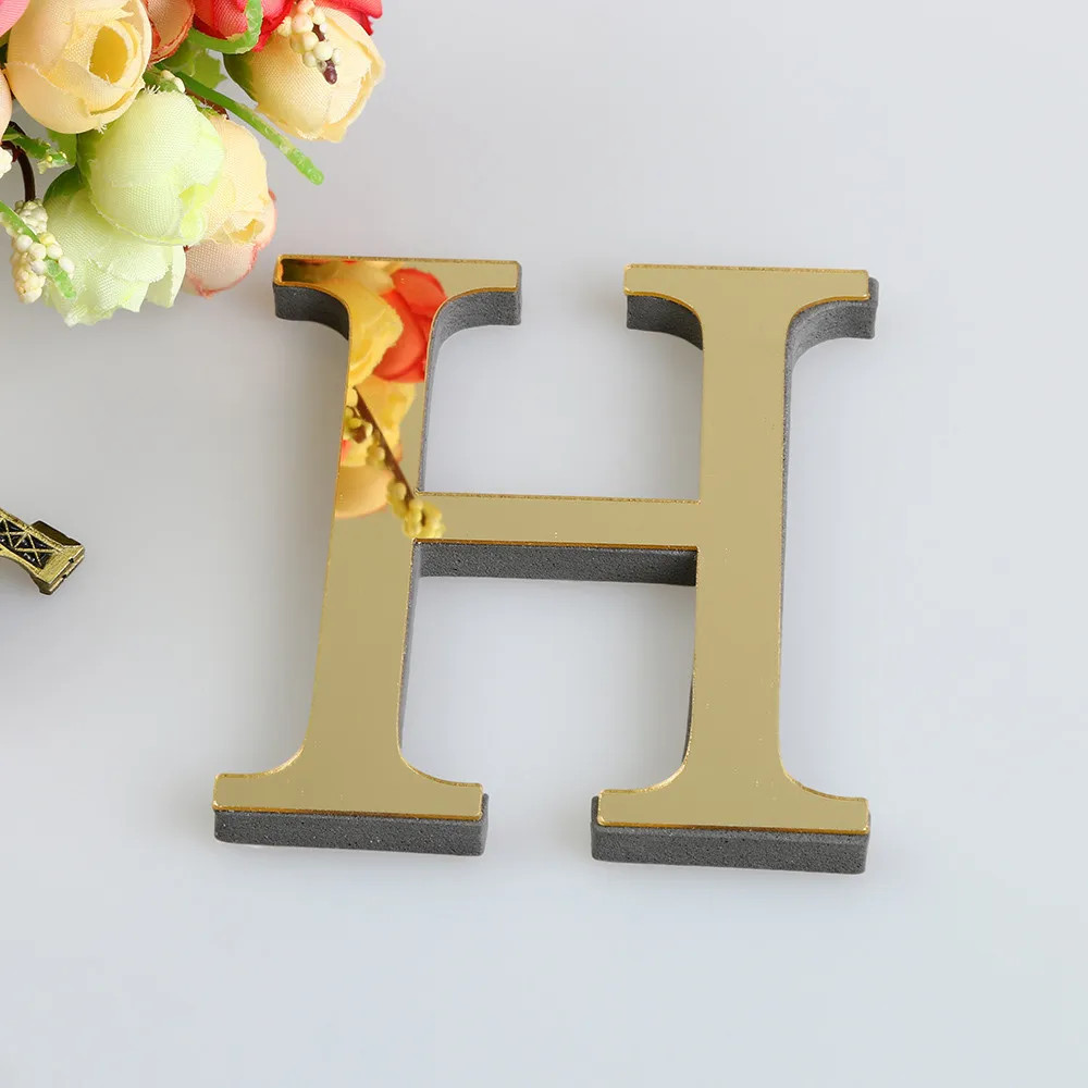 10CM 3D Mirror 26 Letters DIY Acrylic Wall Stickers for Logo Name Alphabet Weddi