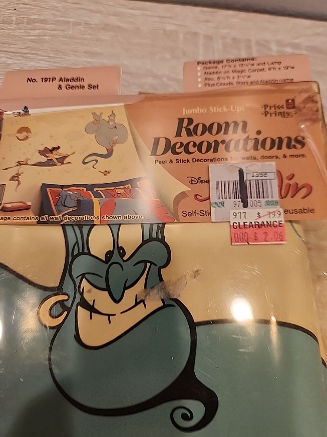 Vintage Priss Prints 90's Disney Aladdin Jumbo Stick Ups Wall Sticker Set