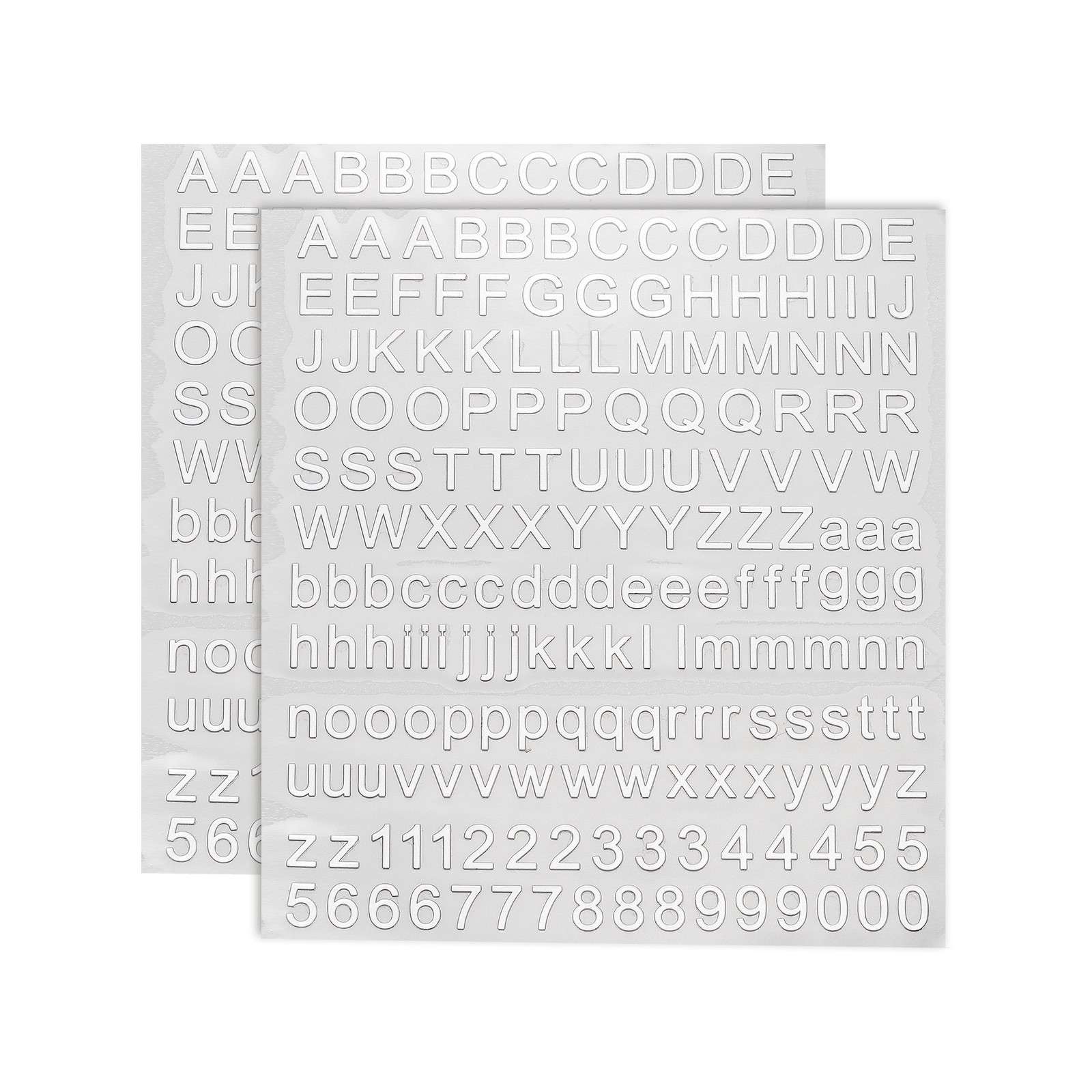 2 Sheets Letter Stickers 0.28" Mini Letter Stickers Alphabet Stickers Silver