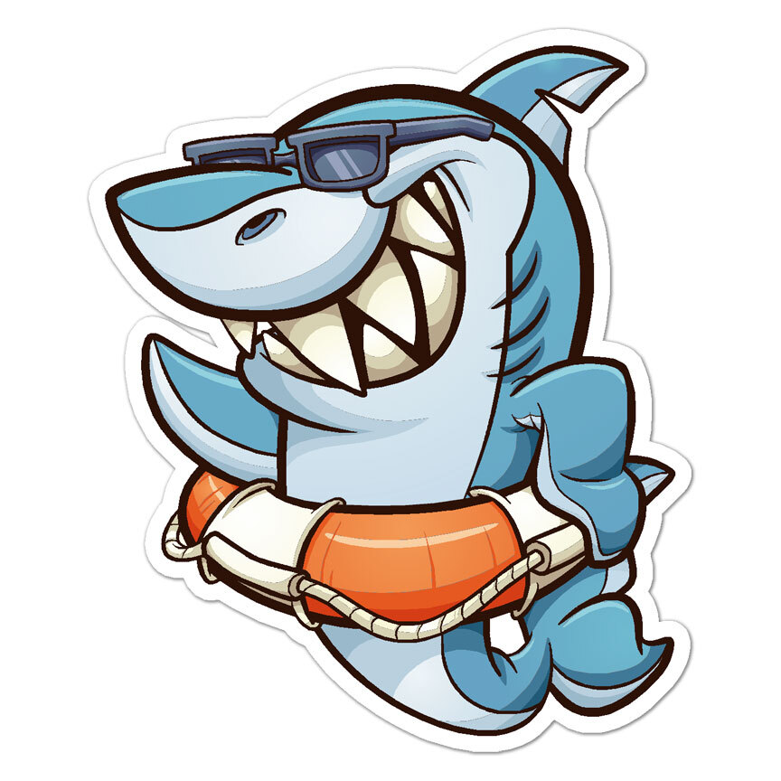 Shark Life Saving Ring, Vinyl Decal Sticker, Indoor Outdoor, 3 Sizes, #9743
