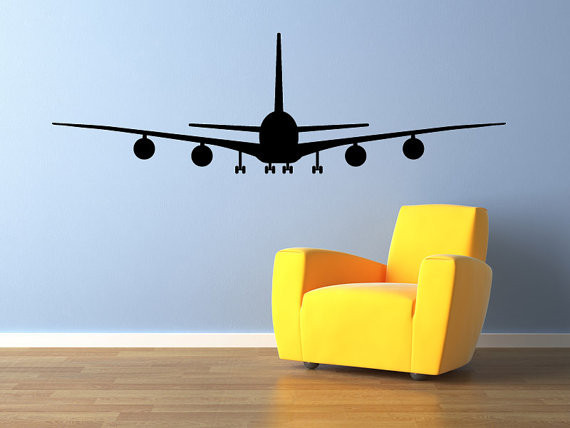 Airliner Airplane Front View 22"x7" Vinyl Wall Decal Graphics