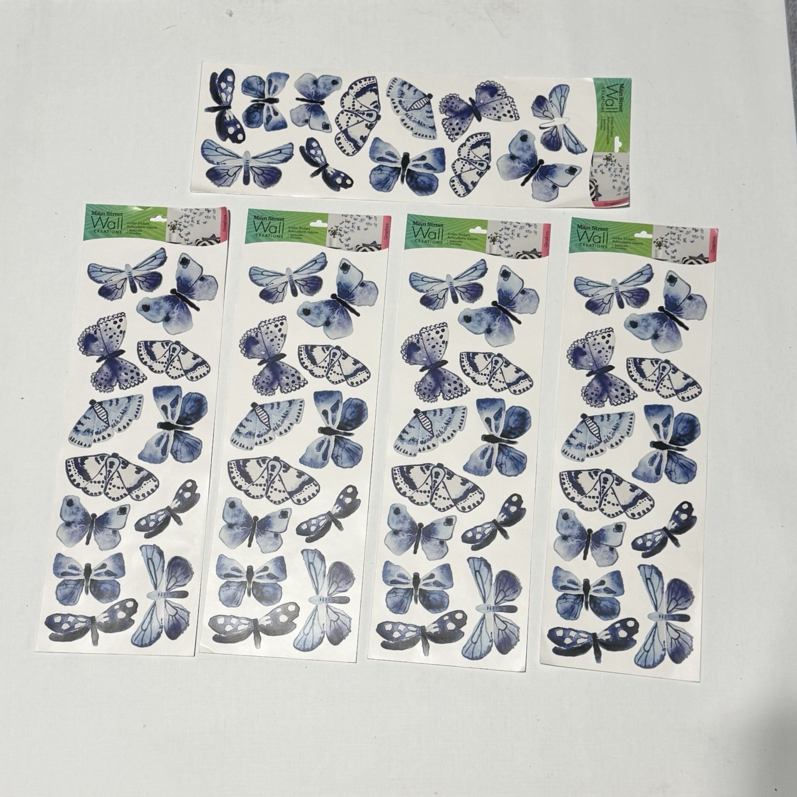 Main Street Wall Creations Butterfly Wall Art Stickers Peel & Stick Lot of 5