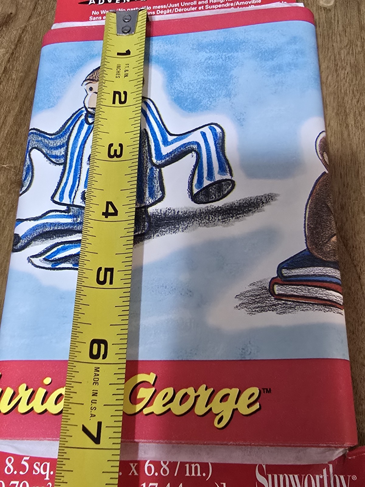 Sunworthy Curious George Adventures Self Stick Border 8.5 Sq Ft & 6 Wall Decals