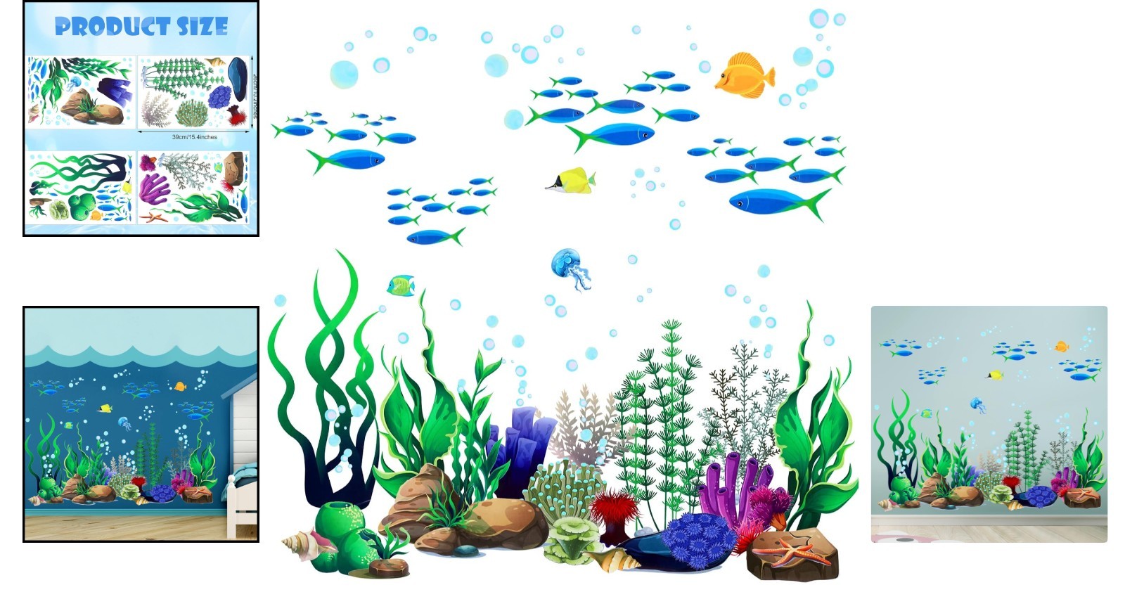 Underwater Sea Creatures Wall Decals 4 Sheets Included