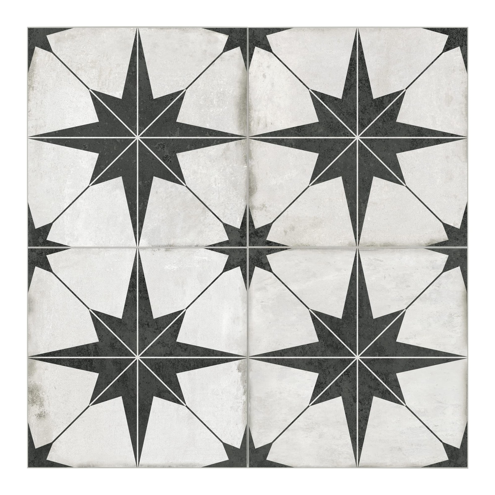 Encaustic Peel and Stick Backsplash, Black Star Patterned Vintage Stick on Ti…