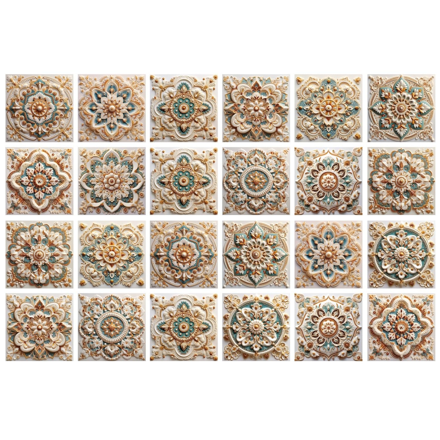 24PCS Self Adhesive PVC 5.91 x 5.91 inch Tiles Decal Removable Art Tiles Seri…