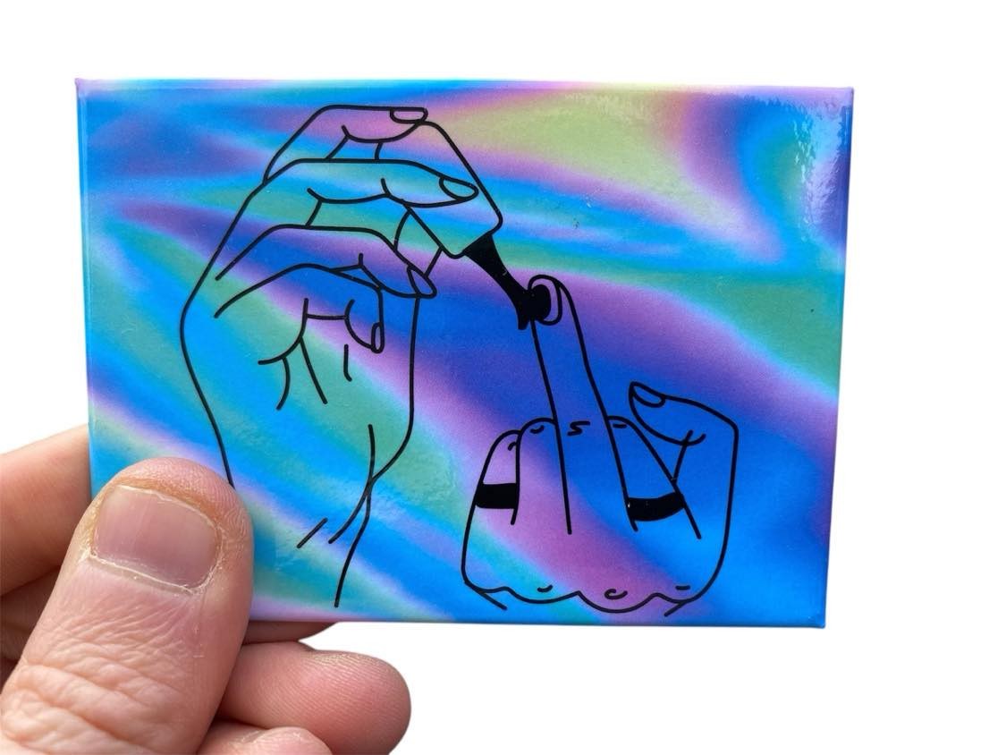 Female "Middle Finger" Funny Fridge Magnet Decor – 3.5" x 2.5" Made in USA