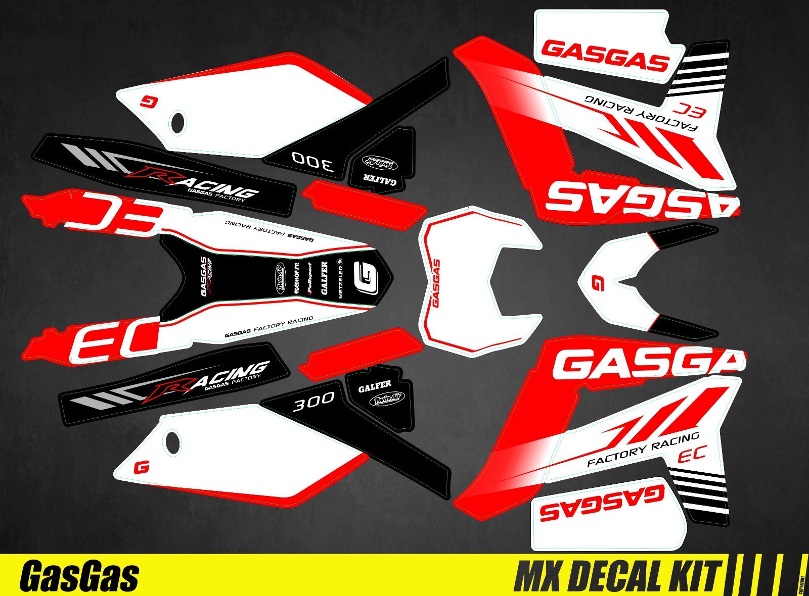 MX Decal Kit For GAS GAS EC – Factory Racing