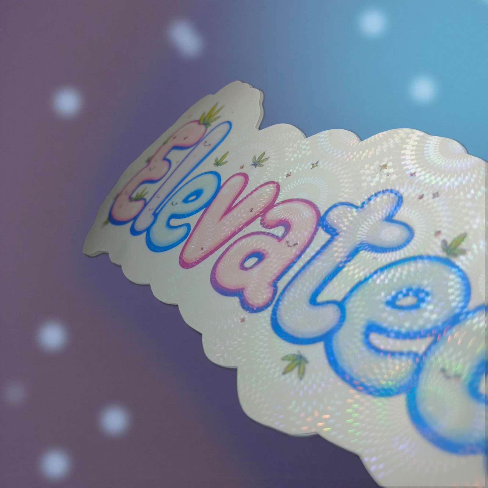 Holographic Marijuana-Themed Vinyl Sticker Waterproof, Trippy 420 Stoner Decal