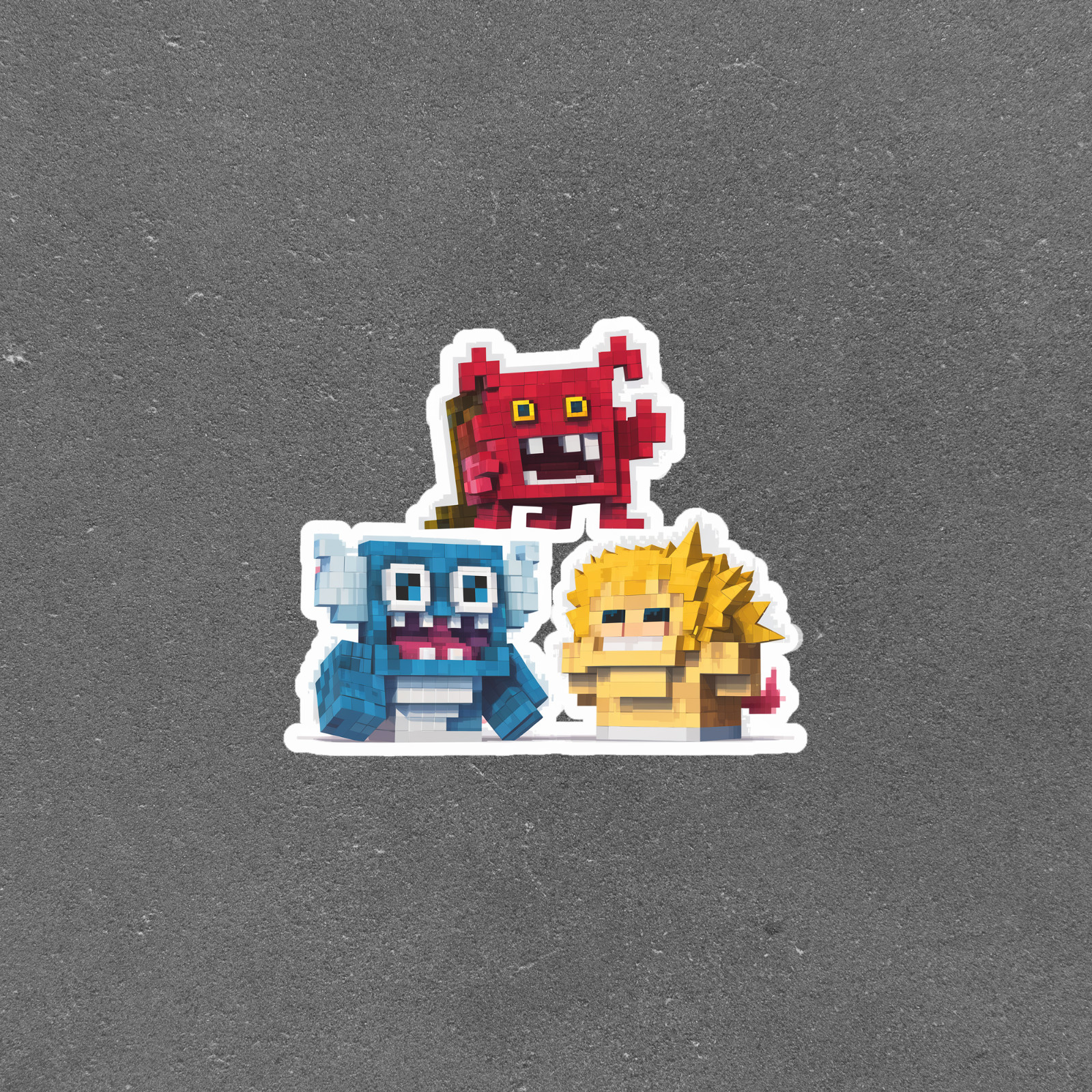 Pixelated Monster Sticker Pack: Red, Blue, Yellow 8-Bit Creatures #5342