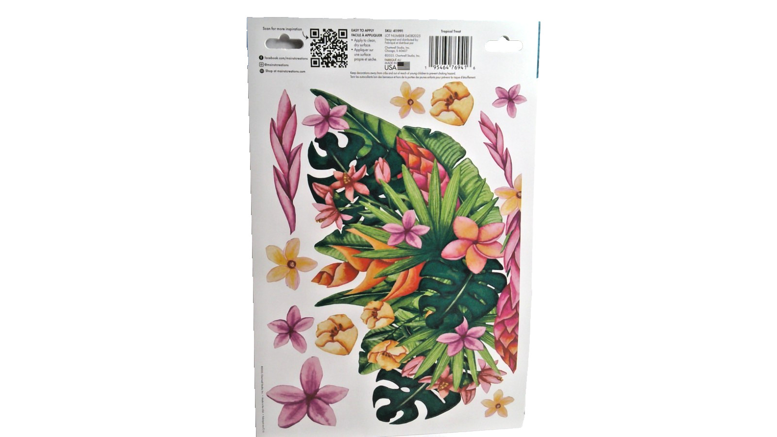 Jumbo Tropical Floral Wall Decals 20 Pc Removable Peel Stick Main Street NEW