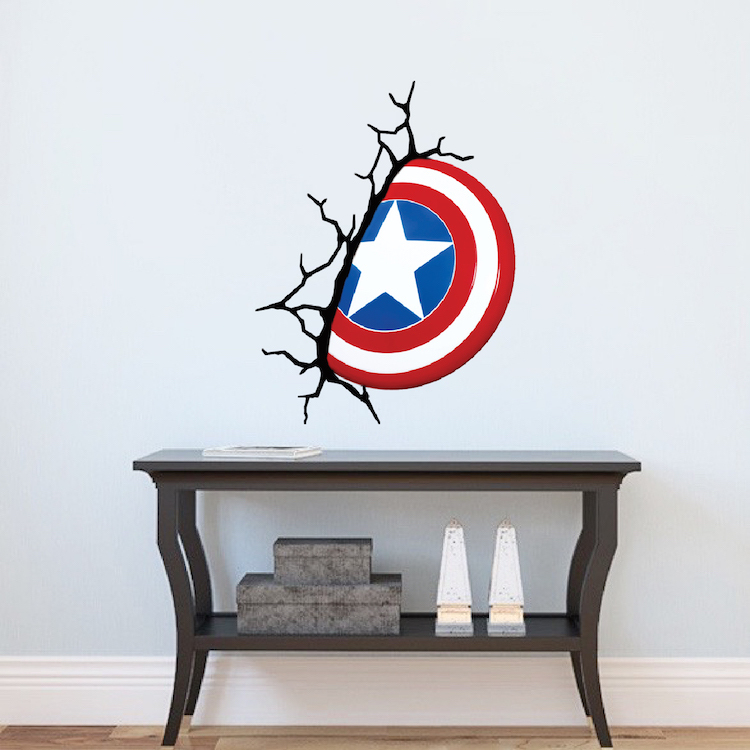 Captain America Shield Wall Decal Marvel Comic Decals Avengers Cracked Wall, e17