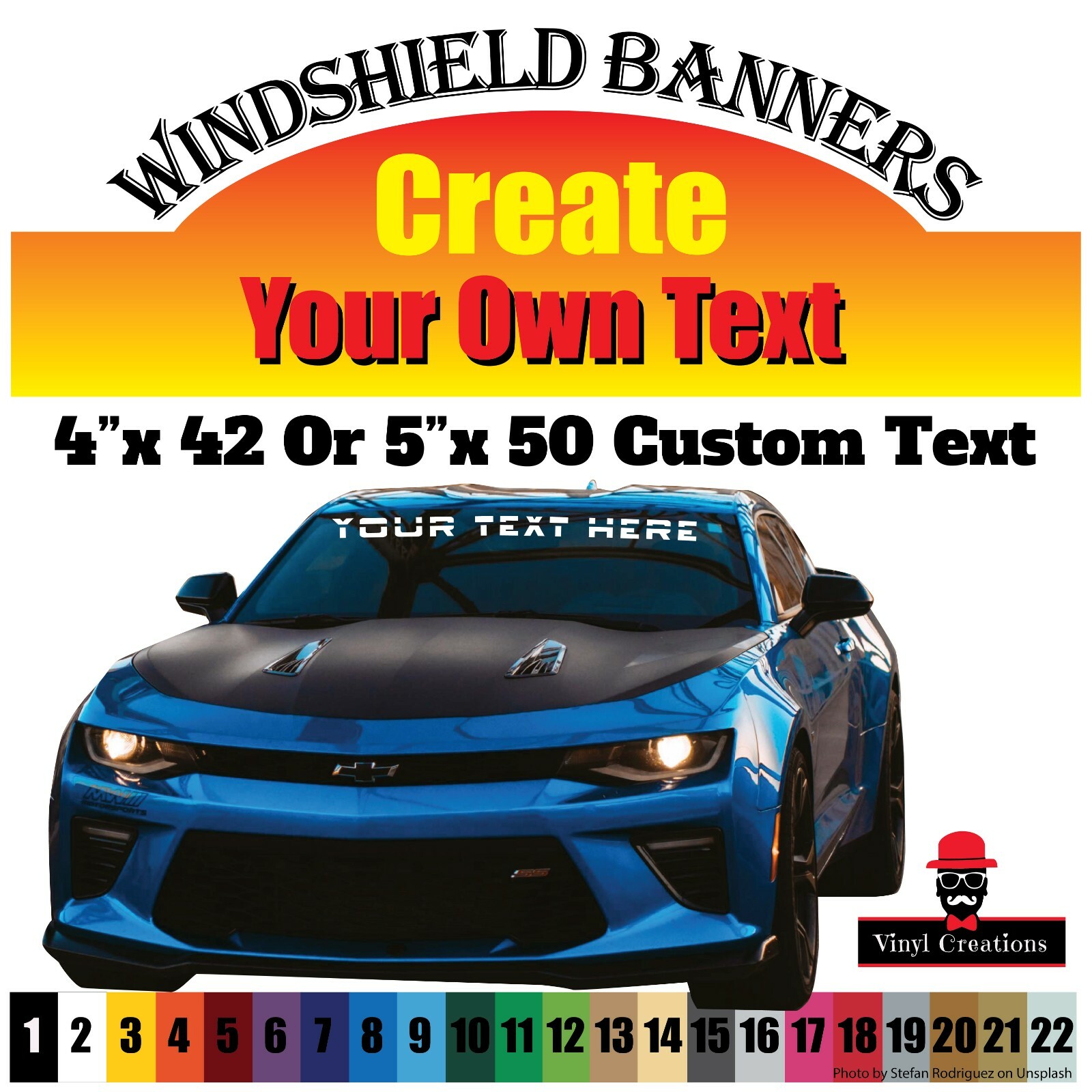 4" 5" Custom Decal Vinyl Text -Lettering Custom windshield Banner Car truck