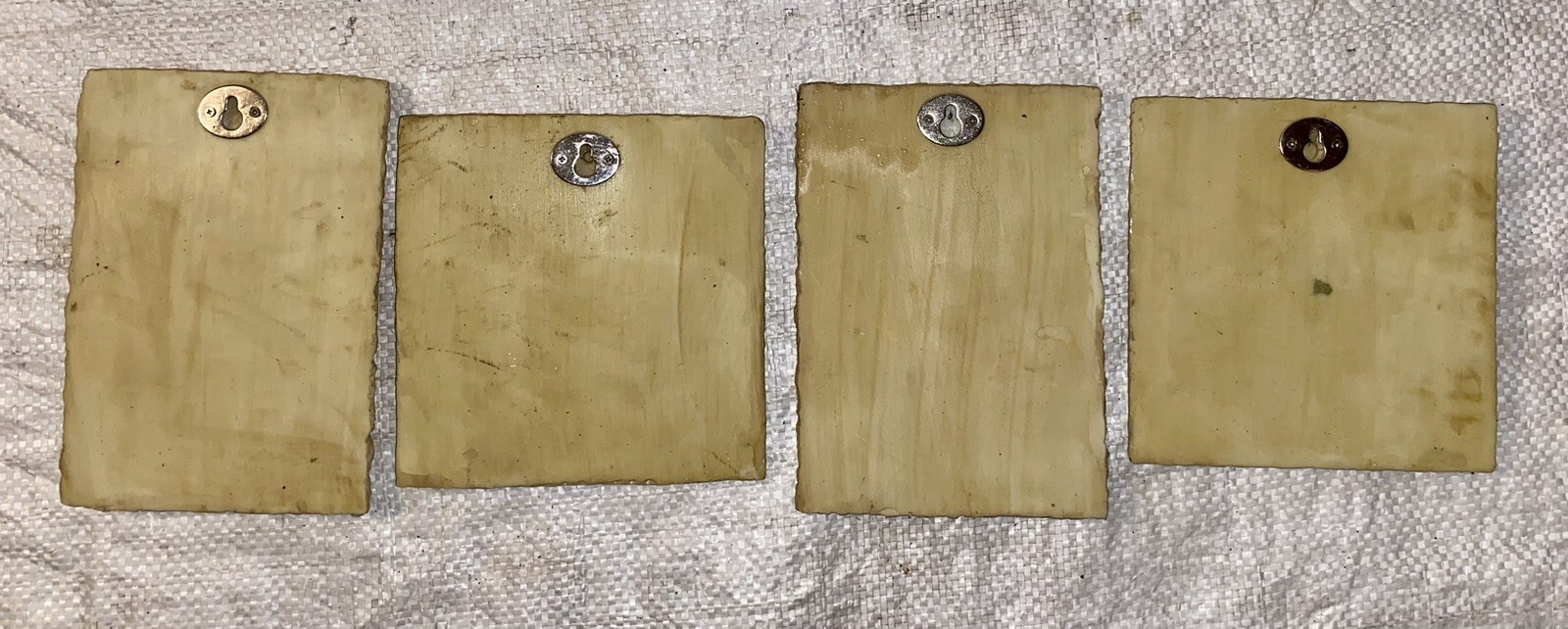 SET OF 4 SCULPTURED CERAMIC FLOWER GARDEN WALL DECOR PLAQUES