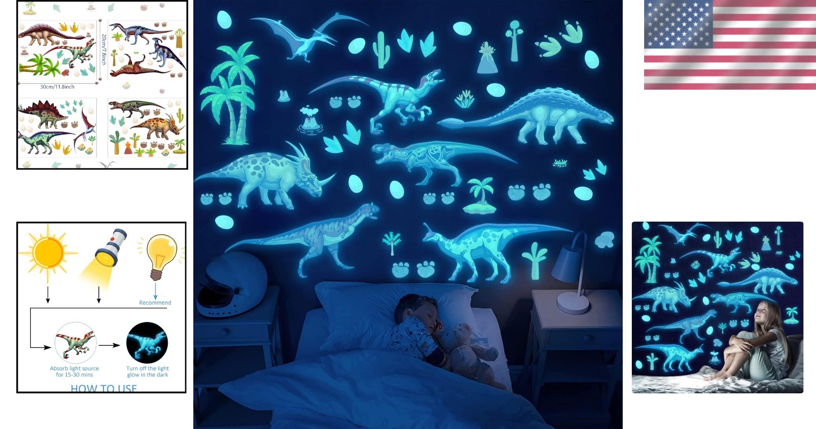 Eco-Friendly Glow Dinosaur Wall Decals – Reusable Stickers for Children’s Rooms