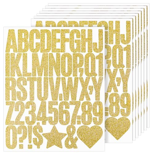 368 PCS Gold Letter Stickers 2 Inch Self-Adhesive Large Glitter Alphabet