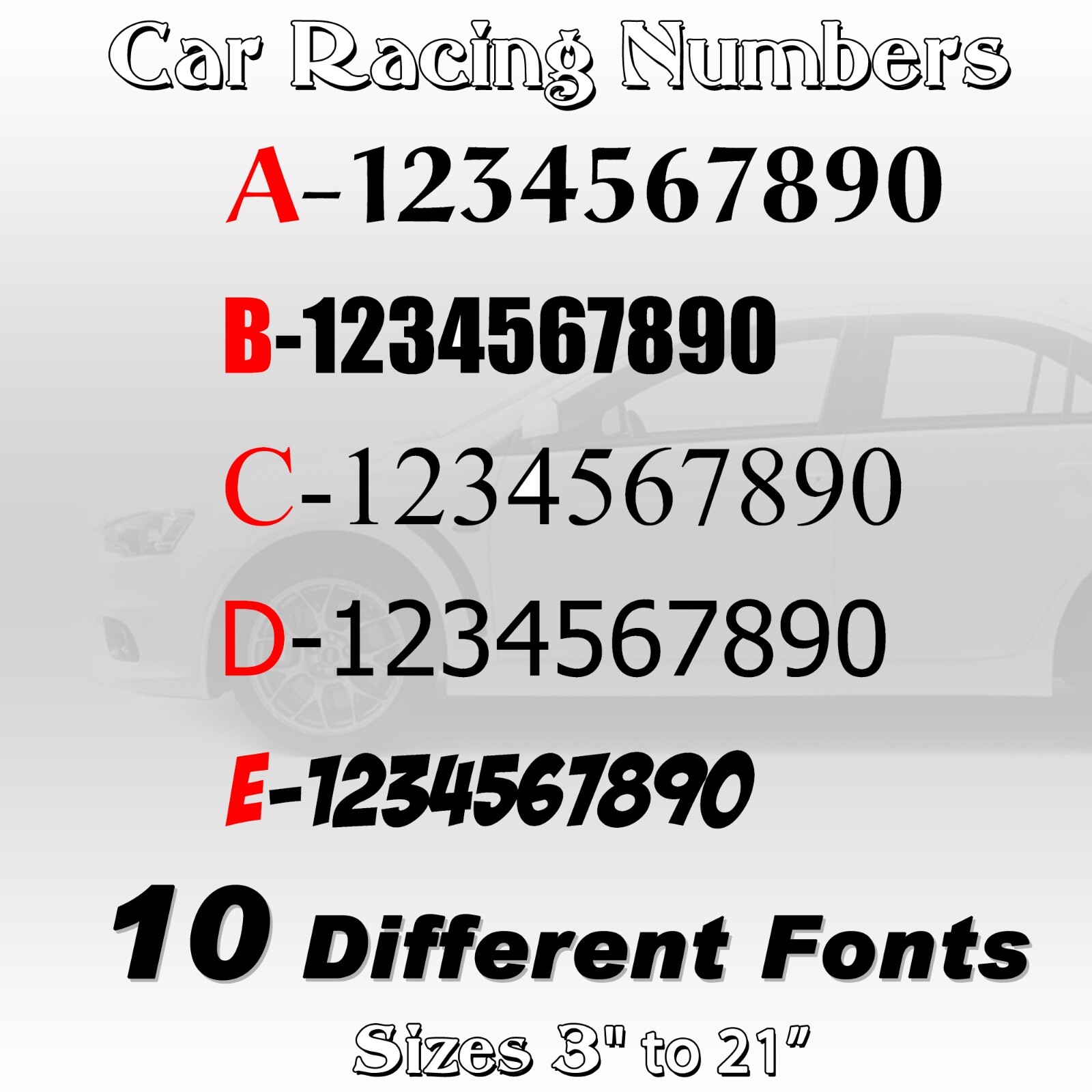 2 pack Racing Car numbers circle door custom number rally sport die-cut decal V2